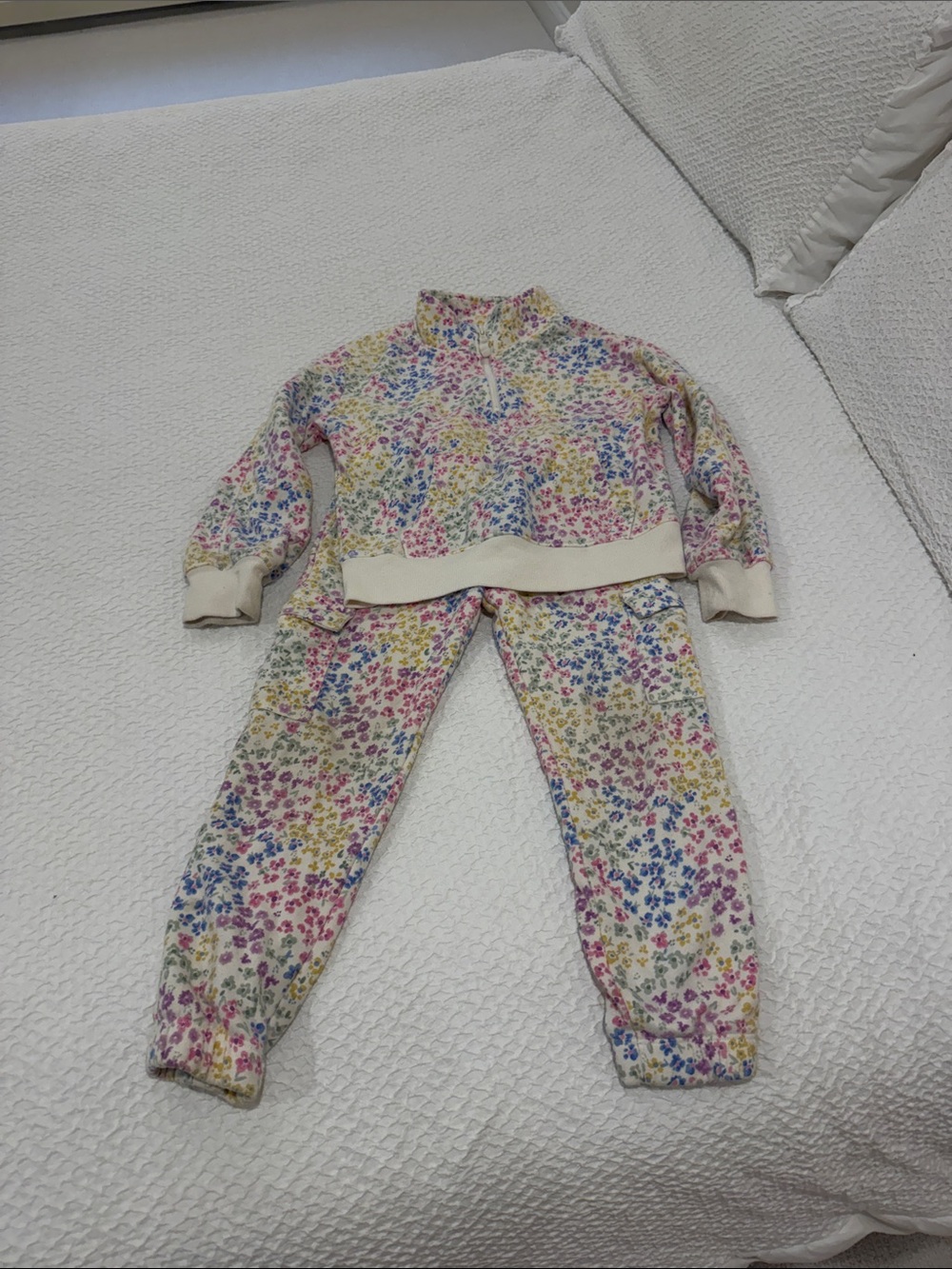 jumping beans Floral Fleece Pajama Set - Pink, Blue & Yellow